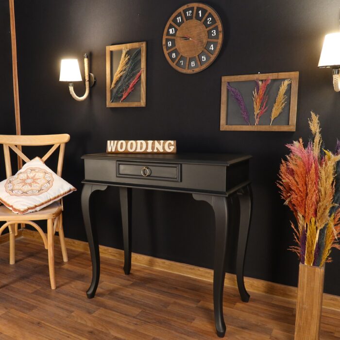Wooding 90 Cm Çekmeceli Masif Siyah Dresuar