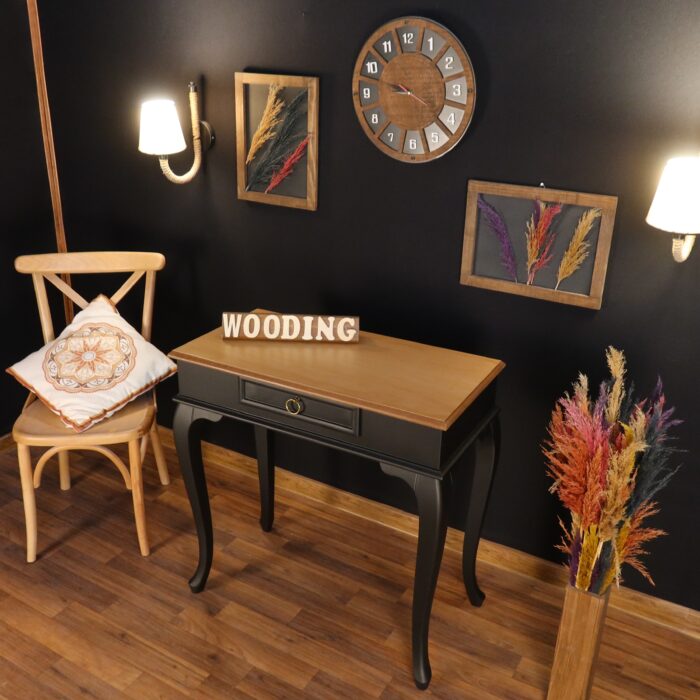 Wooding 90 Cm Çekmeceli Masif Siyah Naturel Dresuar